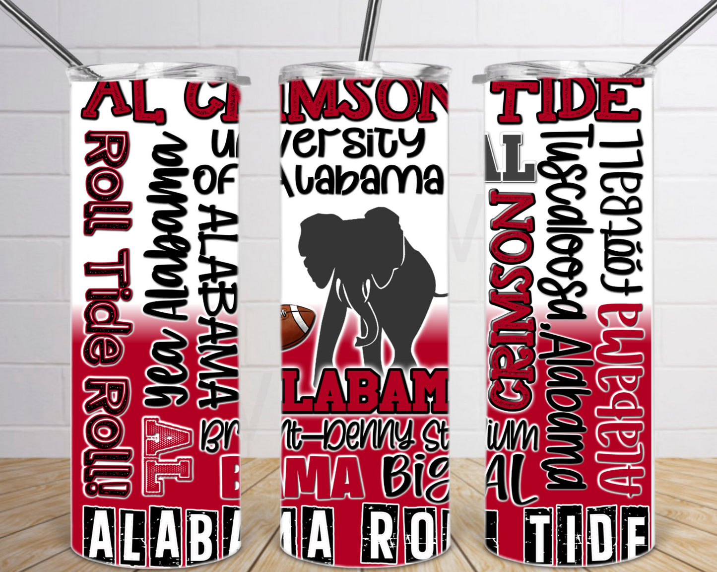 Alabama 20oz straight sublimation tumbler wrap Png, Alabama Crimson red tumbler png
