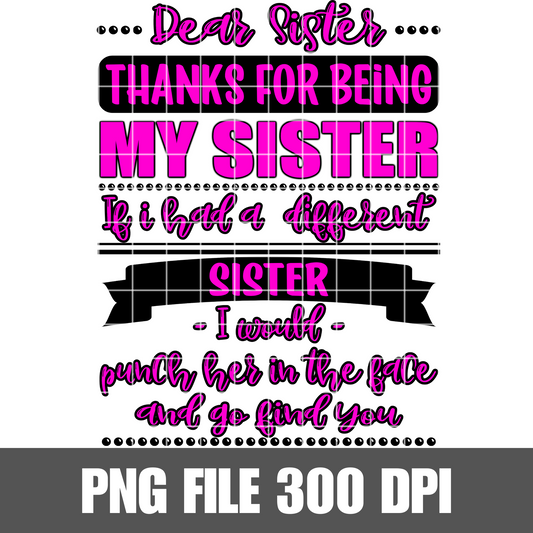 Thank you for being my Sister if I had another Sister I would punch her in the face and find you PNG, Sister png, Sisters Sublimation design PNG, BFF