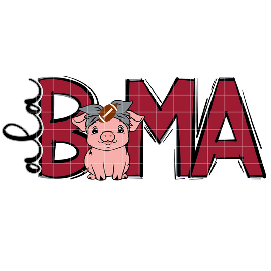 Alabama Cute Pig Sublimation Design PNG
