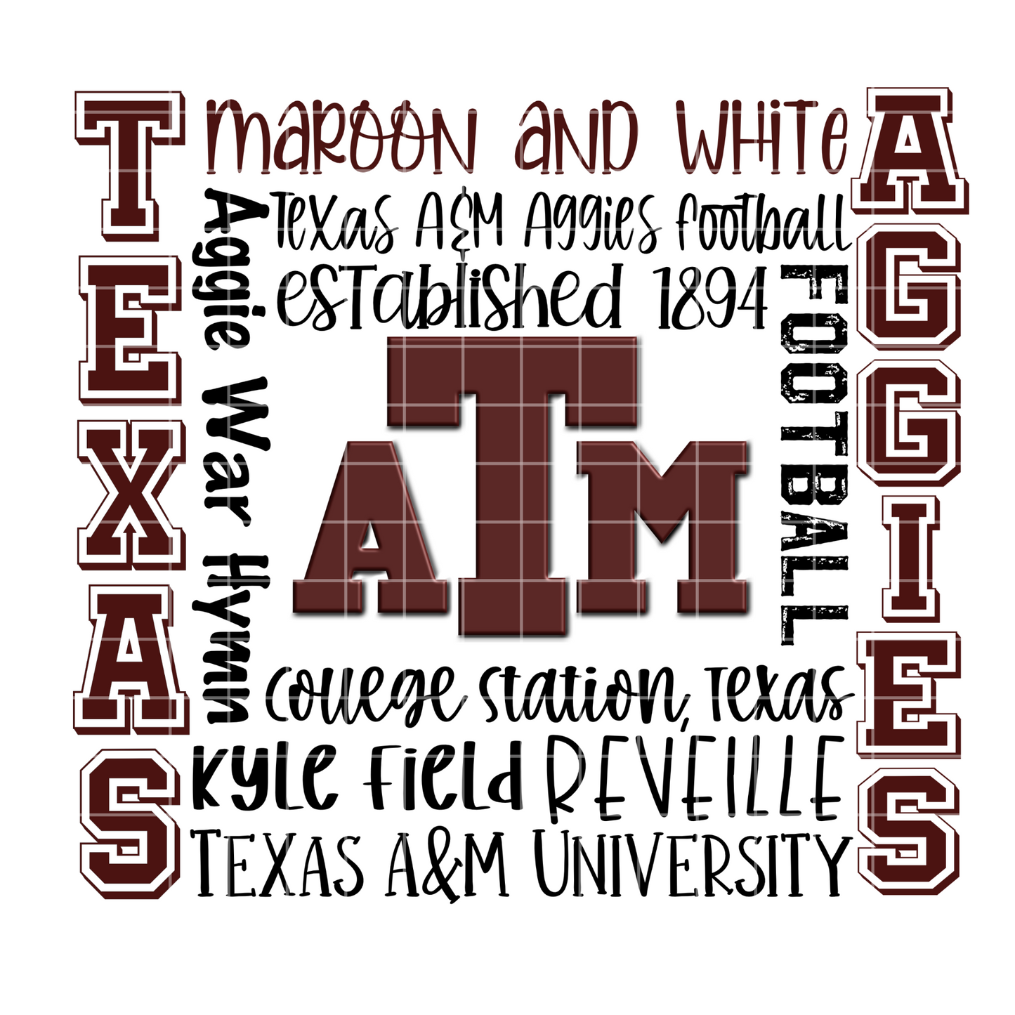 Aggies Word Art Sublimation Design PNG