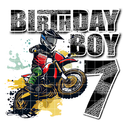7th Bday Motocross/Dirt Bike Sublimation Design PNG, Birthday Shirt PNG