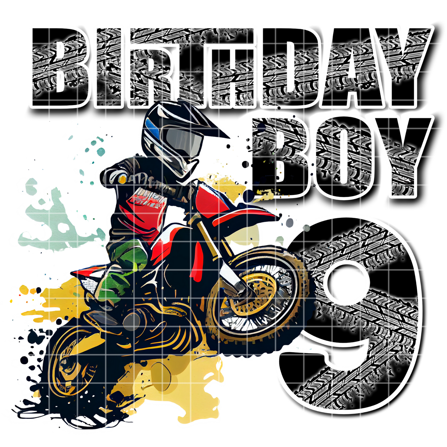 9th Bday Motocross/Dirt Bike Sublimation Design PNG, Birthday Shirt PNG
