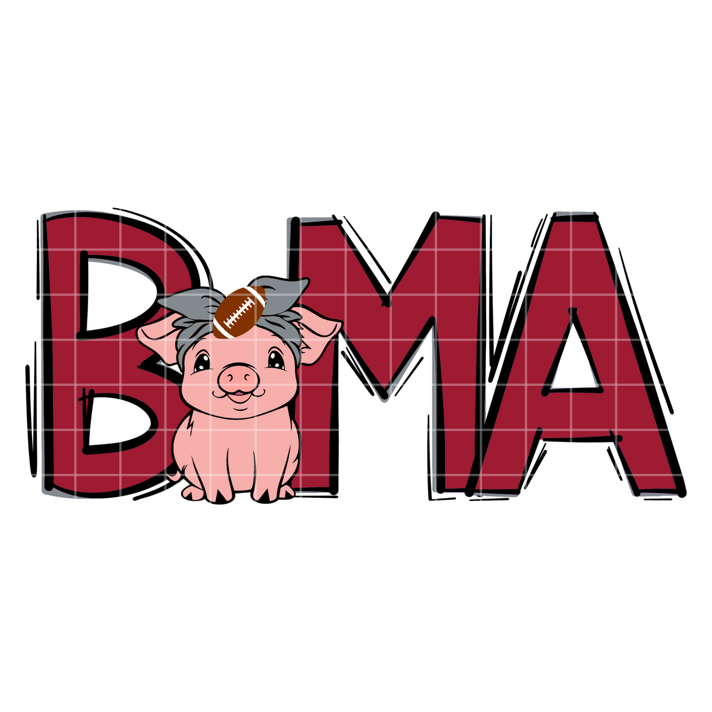 Alabama Cute Pig Sublimation Design PNG