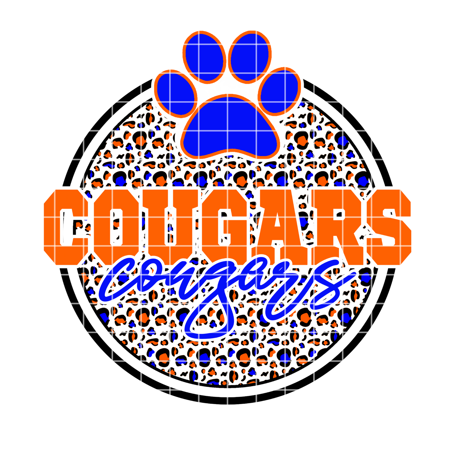 Campbell Cougars sublimation design png, school logo design
