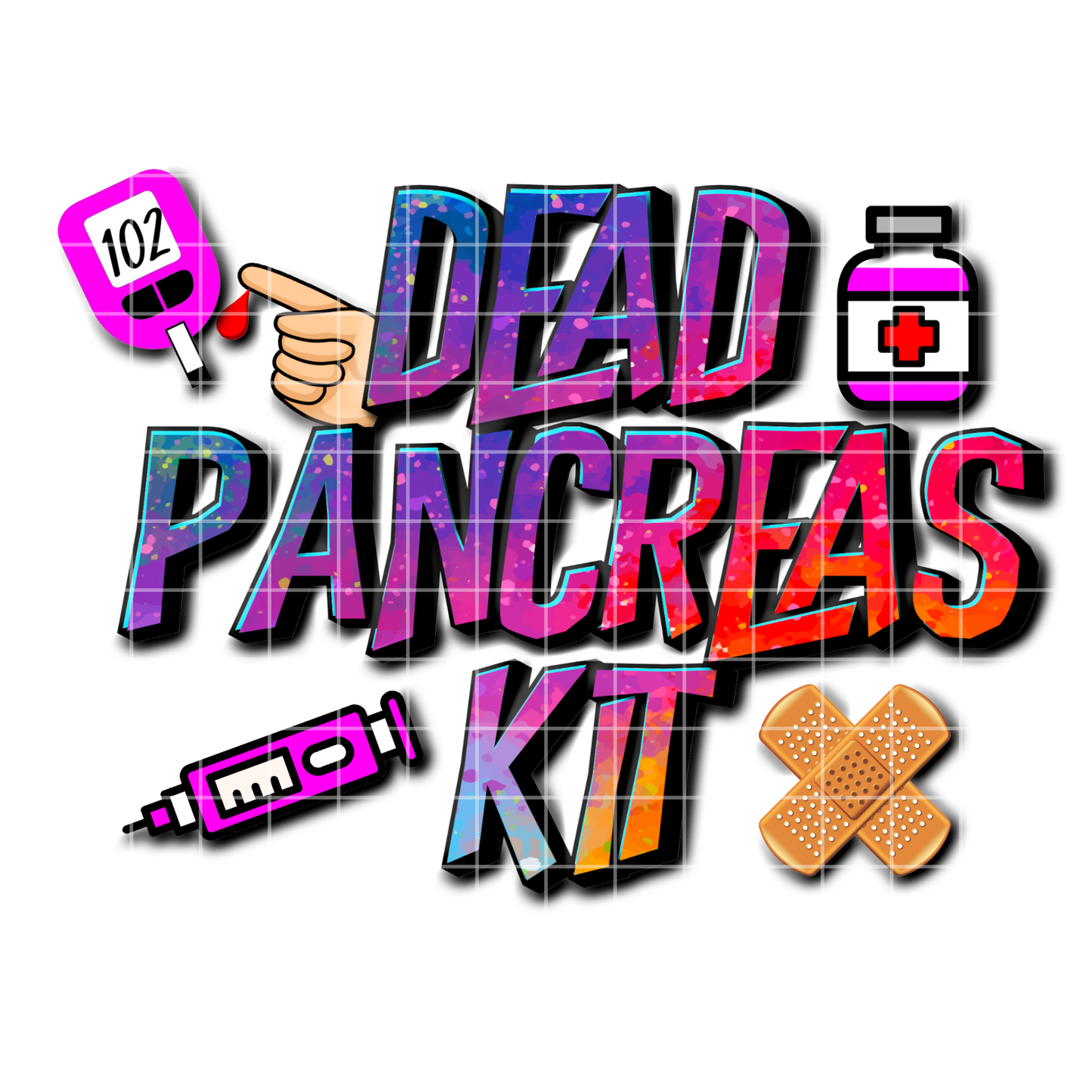 Dead Pancreas Kit Sublimation Design PNG, Diabetes Bag Digital Design Blank Cosmetic Bags Canvas 9 x 6.9 Inch Sublimation Makeup Bags png