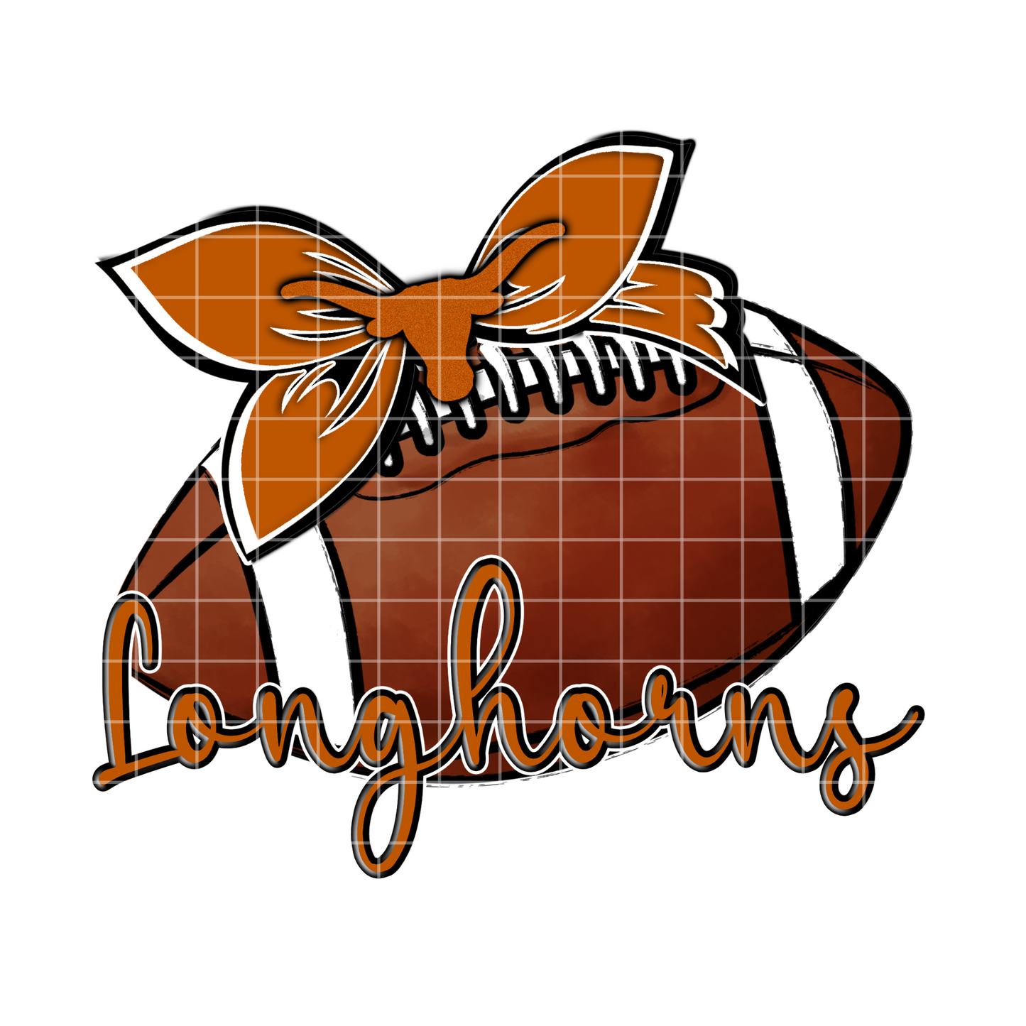 Longhorns bow with football Sublimation Design PNG
