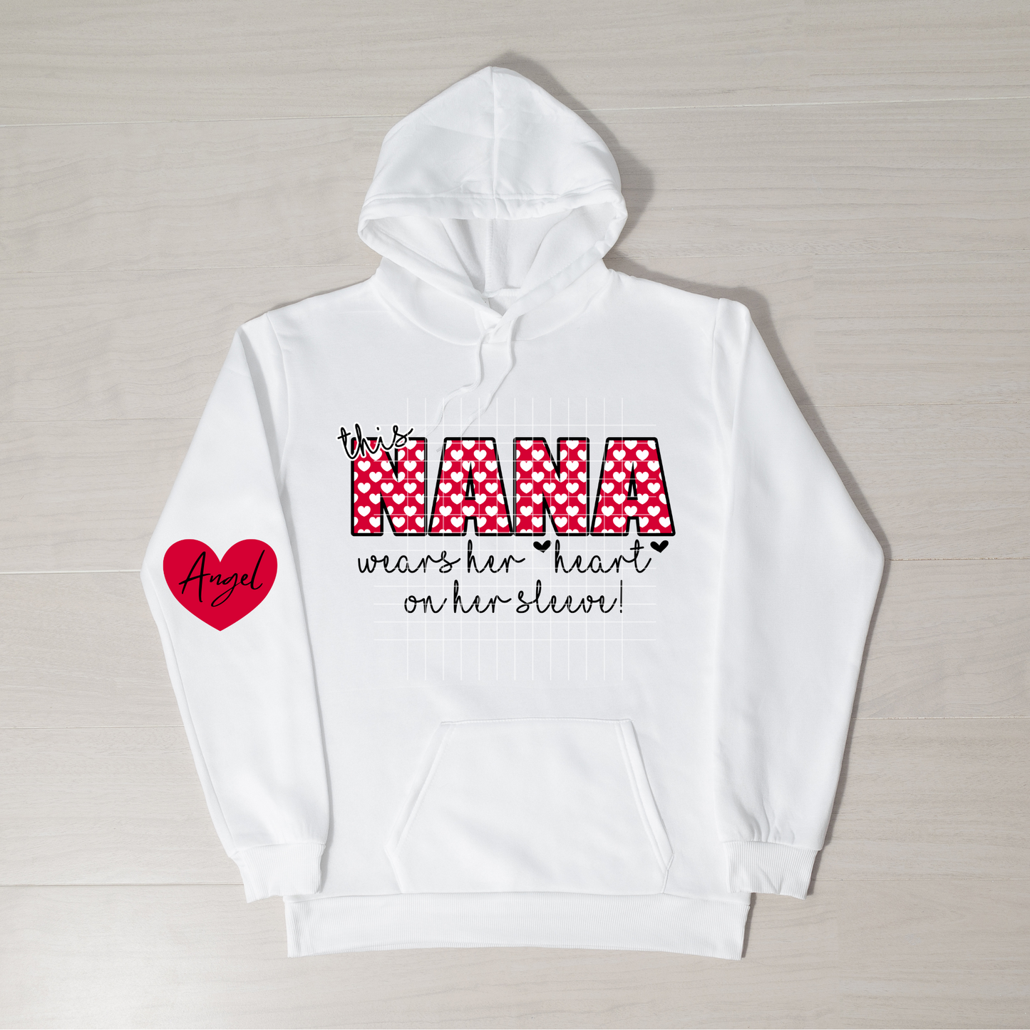 This Nana wears her heart on her sleeve Valentine Sublimation Design png, Digital Design, Valentines Day Png