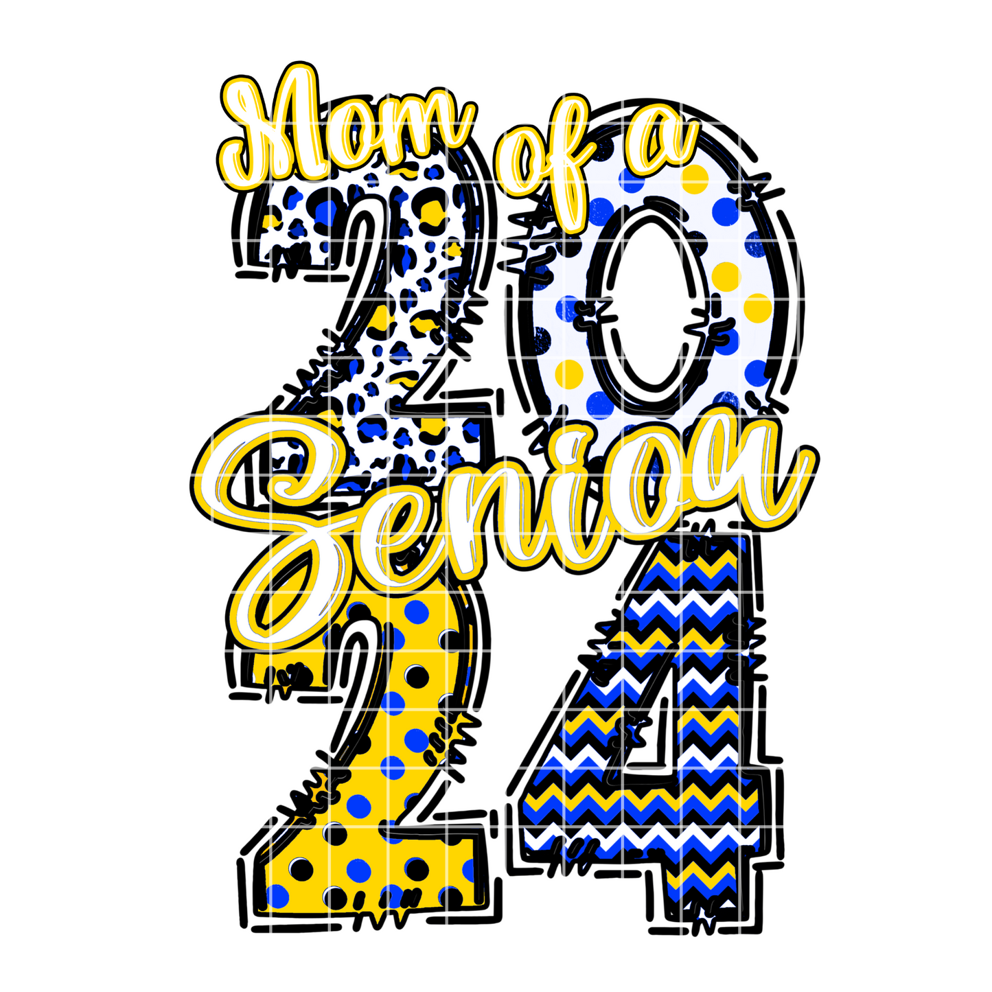 Mom of 2024 senior sublimation design png, yellow&blue