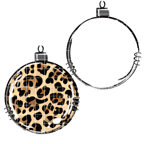 Ornament Hand Drawn Leopard and Transparent Sublimation Design PNG,  Christmas