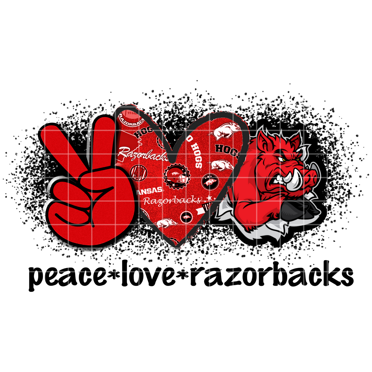 Peace, Love, Razorbacks Digital Sublimation Design PNG