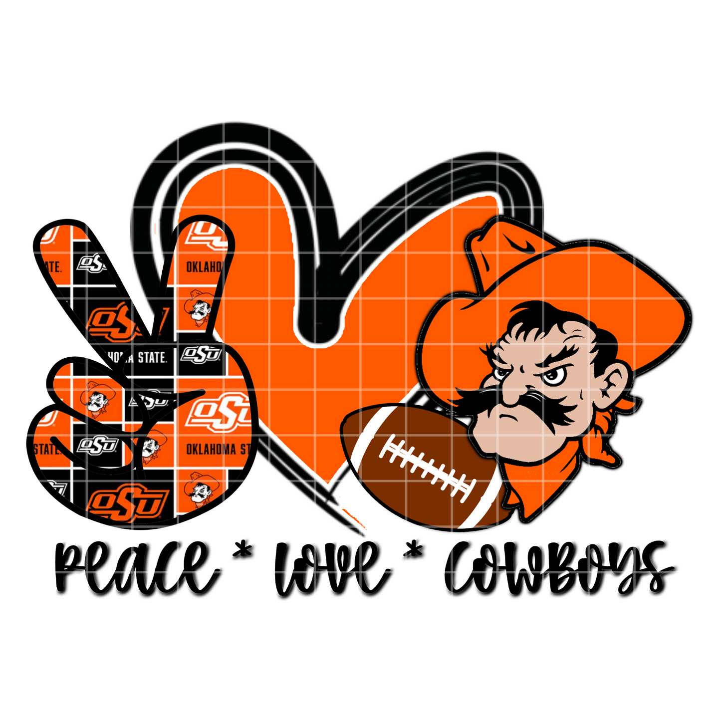 Peace, Love, Cowboys Digital Sublimation Design PNG