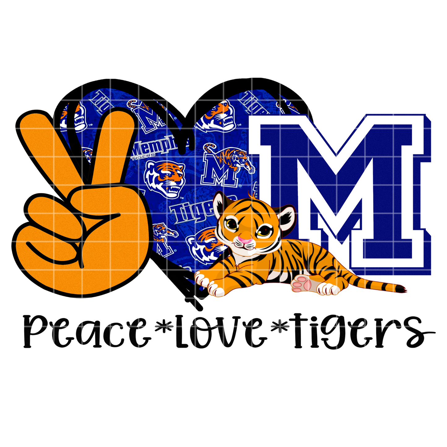Peace Love Tigers sublimation design png