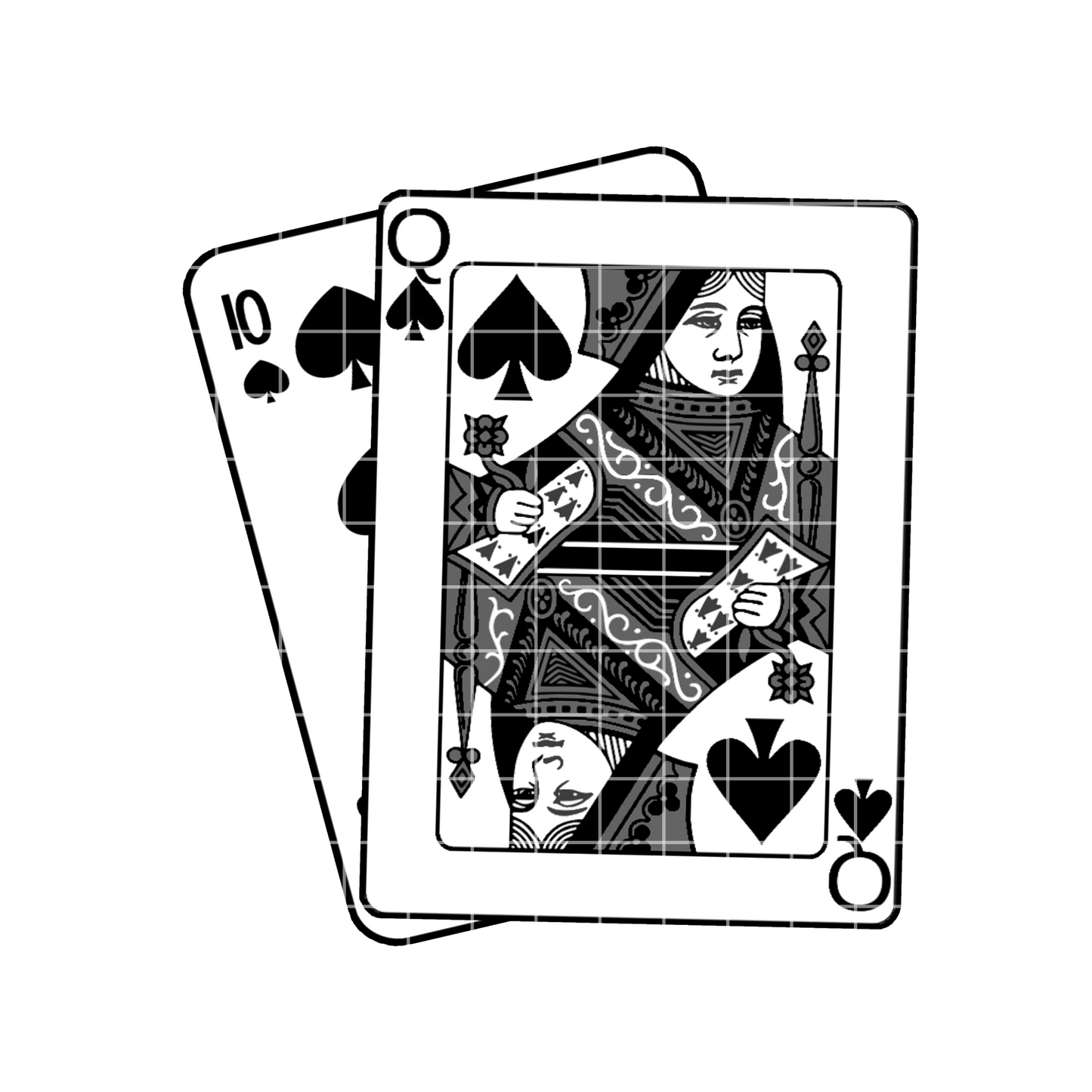 Queen of spades & 10 of spades Sublimation design png
