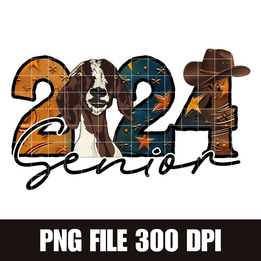 2024 Rodeo Senior Sublimation Design PNG, Goat Tying 2024 senior Design