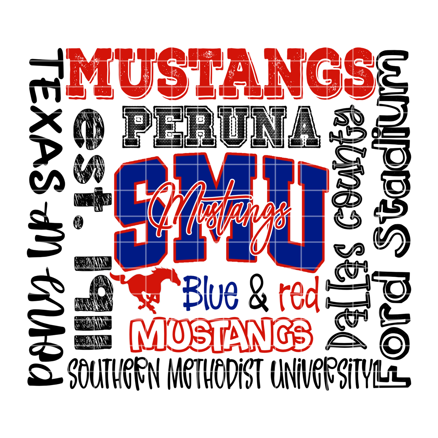 Mustangs Word Art Sublimation Design PNG