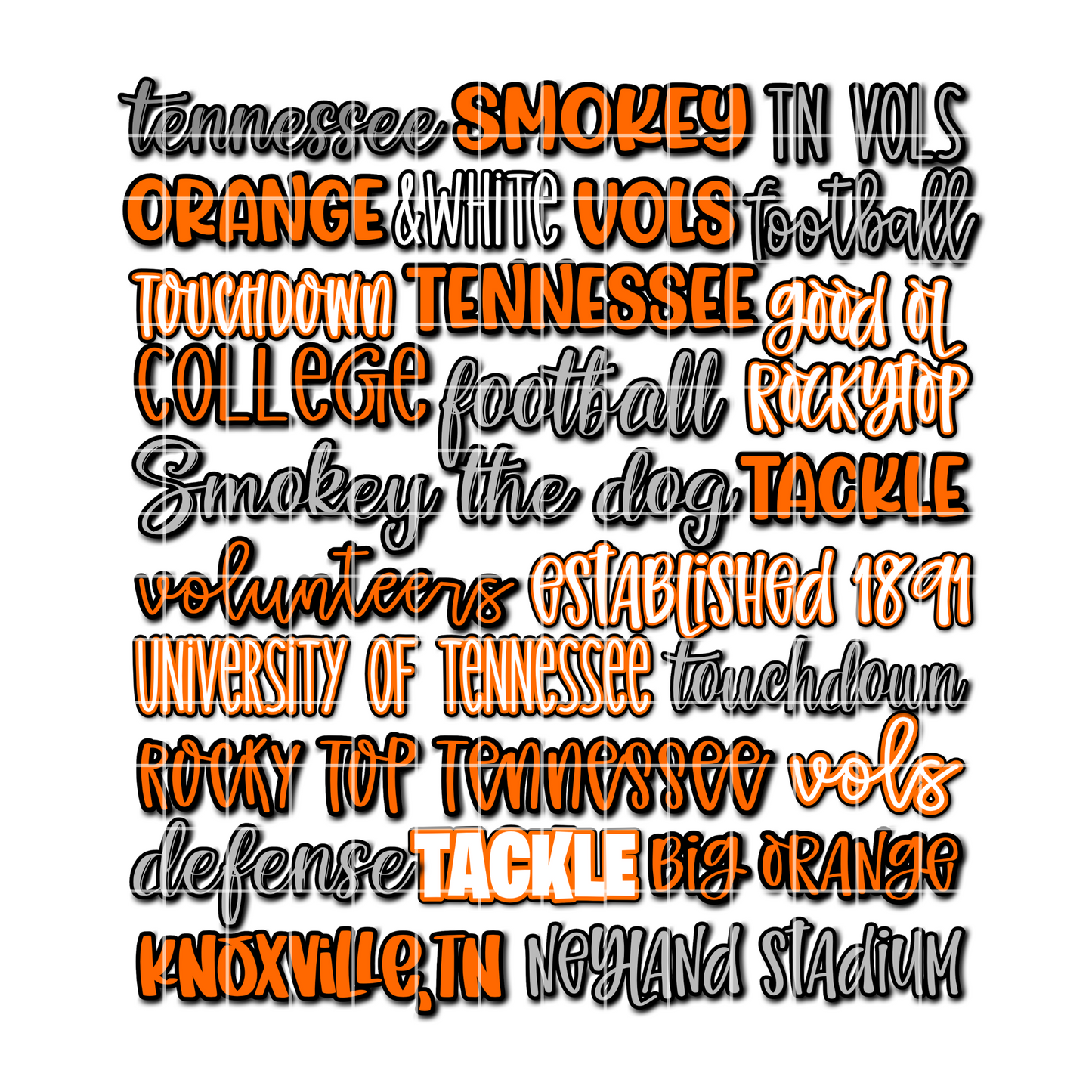 Tennessee word art png, Rocky top, Go big Orange png
