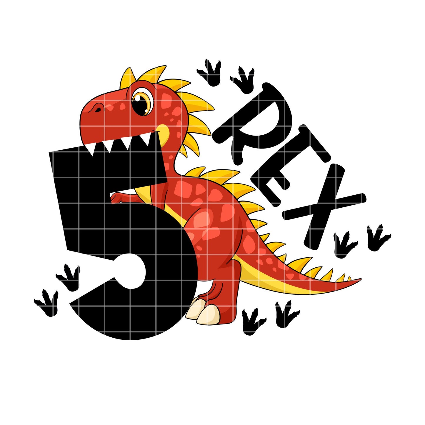 T-rex dinosaur 2nd, 4th, and 5th birthday sublimation design png