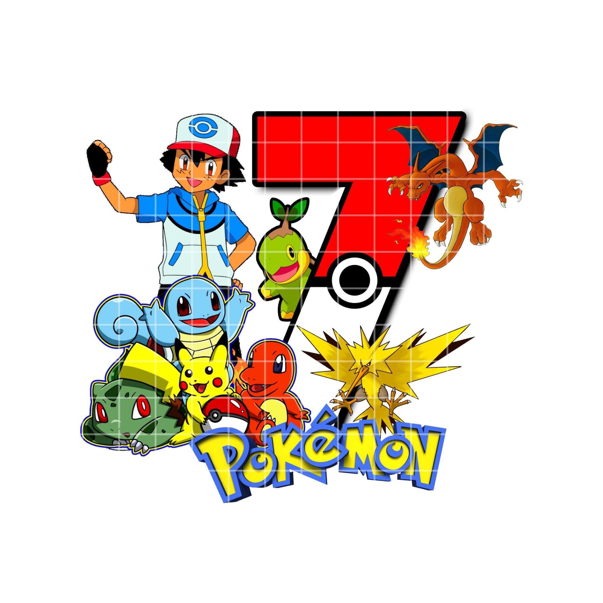 6th,7th, and 8th pokemon birthday t shirt sublimation design png