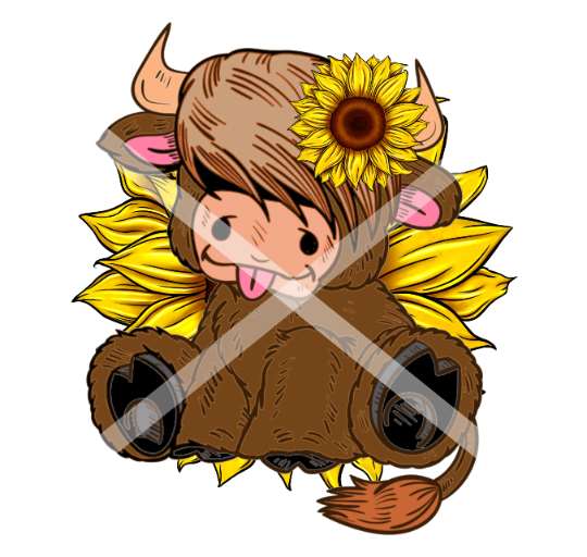 Sunflower Baby Cow Sublimation Design png