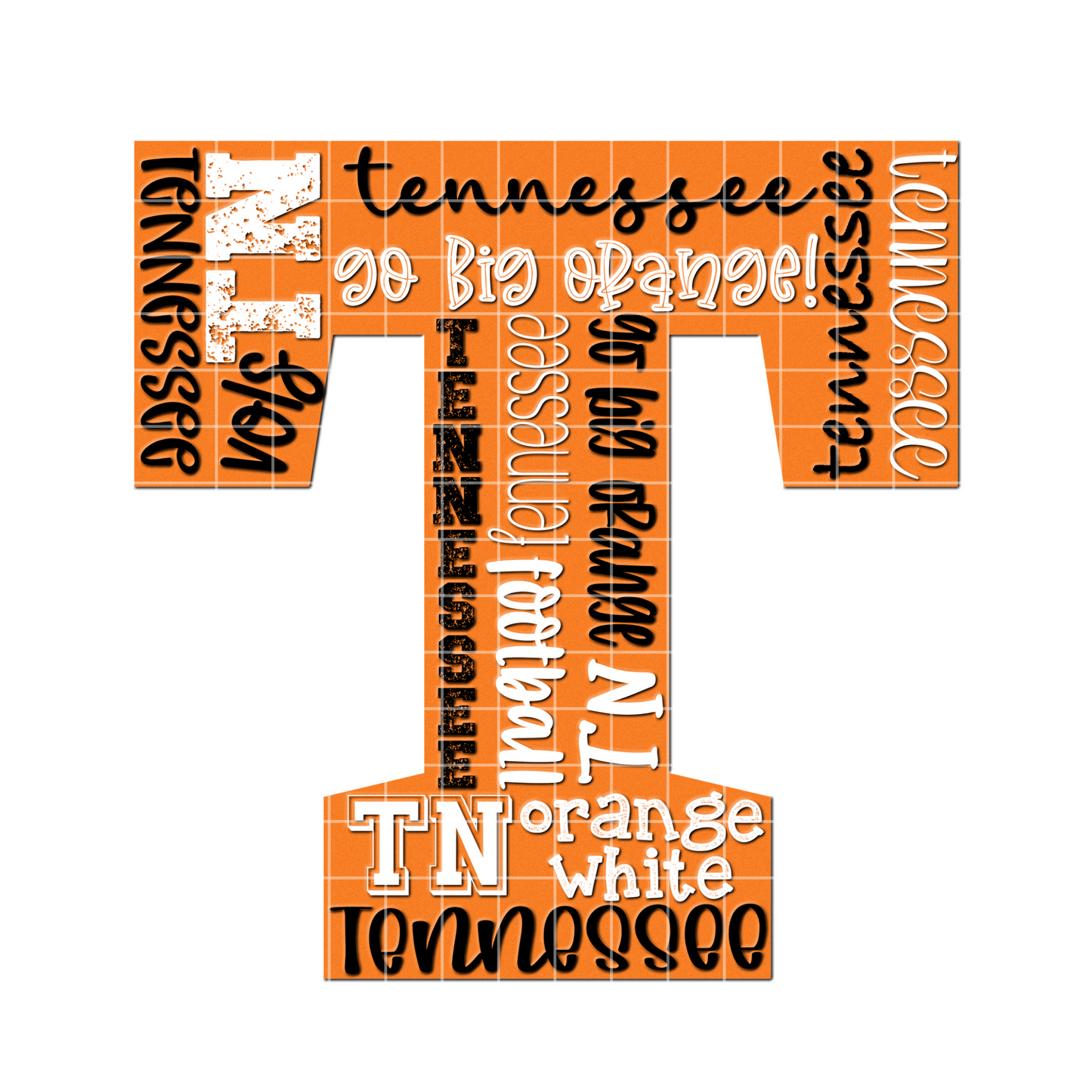 Tennessee Letter Art Sublimation design png